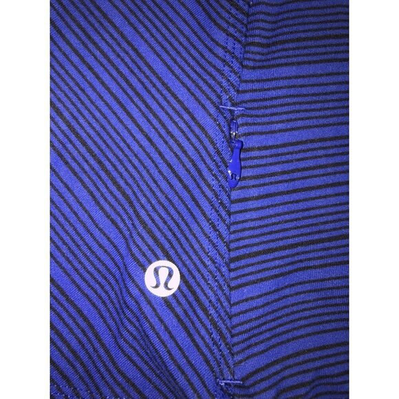 Lululemon Kanto Catch Me Long Sleeve Size 4 Stripe Sapphire Blue Black Top Shirt - Picture 7 of 11